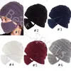 Bonnet en tricot chaud d'hiver masques lavables réutilisables sports de plein air femme casquettes tricotées masques CYZ2943