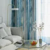 Занавес простая богемный стиль градиент синий полосатый с листьев домой текстуры занавески для гостиной высококачественный блок спальни # 4 lj201224