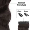 Syntetiska långa vågiga syntetiska hårförlängningar 4pcs / set klipp i hårförlängningar mörkbrun ombrey honung blondin tjocka hårstycken 220208