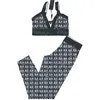 Fashion Letter Printed Yoga Outfits Womens Summer Breathable Cool Tracksuit INS Sport Bra Pants Leotards