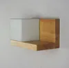 Cubi Wall sconce glass Lamp wood shelf cubic Modern light hotel restaurant doorway porch vanity lighting novelty