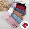 Five Fingers Gloves Ladies Fashion Winter Cute Plush Thicken Windproof Snow Outdoor Sports Warm Thick Full Finger
