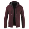 Mannen Herfst Casual Dikke Warme Hooded Sweater Cardigan Jumper Mannen Winter Mode Losse Fit Fleece Sweaters Knit Jacket 211228