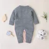 Gebreide kleding herfst winter jongens lange mouw jongen dier jumpsuit baby meisje romper 201027