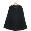 Preto Rodada Collar Duplo Breasted Casaco Casaco Mulheres Elegante Sem Mangas Poncho Overcoat Feminino Outono Casacos de Cape de Lã 201216