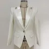 Haute qualité Date 2020 Designer Blazer Veste Femme Bouton unique Satin Col Blazer LJ201021