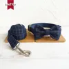 MUTTCO Leser engraved retailing cool handmade THE DEEP BLUE plaid 5 sizes dog collar UDC021 LJ201130