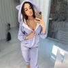 Damer hooded rompers pyjamas mode trend långärmad dragkedja tjocka byxor jumpsuits designer kvinnlig vinter nya casual sport hem rompers