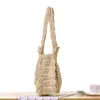 Shoulder Bags Simple Hollow Round One-shoulder Straw Bag Handmade Crochet Beach Female Purse Handbags