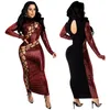 Casual Dresses Sexy Bandage Sequin Dress Women Party Night Clothes Hollow Out Bodycon Plus Size Turtleneck Clubwear Long Sleeve235c