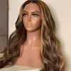 Destaque Ombre Human Human Wigs Wigs Wave Preenchido Rendas Frente Brasileiro Brown Loira Remy Peruca Frontal para Mulheres Negras 150% DIVA1