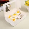 15pcs 12 cavité cupcake boîte avec fenêtre portable carton cupcake boîtes papier boîte-cadeau pour la fête de mariage emballage alimentaire bonbons 201029