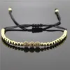 1pc hommes anil arjandas bijoux 6 mm pavé réglage cz perle 24k 4 mm perles en laiton tressage macrame charme bracelet masculin