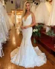 Mermaid Elegant Backless Dresses Spaghetti Straps Lace Applique Sweep Train Custom Made Wedding Bridal Gown Vestido De Novia
