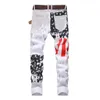 Plus Größe 38 40 42 Männer Weiße Jeans QUANBO Marke Männer Mode Lässig Gedruckt Jeans Stretch Skinny Denim Jogger Hosen LJ200911