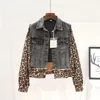 Giacche da donna Streetwear Style Punk Applique Perline Donna Giacca di jeans Autunno Harajuku Leopard Loose Jean Coat1