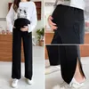 2029# Autumn Wide Leg Loose Straight Maternity Long Pants Adjustable Belly Pants Clothes for Pregnant Women Pregnancy Trousers LJ201119