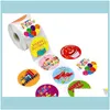 Lijmstickers Tapes Office School STATIES ZAKELIJKE INDUSTRIￋLE kleuren 500 stks/Roll 10 Styles Flowers Heart Dankje Sticker Scrapbooki