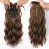 Vigorous Mix Brown Postiches synthétiques avec frange Clip en morceaux de cheveux Cheveux ondulés à l'eau pour femmes Cheveux clairsemés Résistant à la chaleur 220208