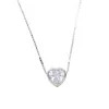 100% 925 Sterling Silver Classic Single Stone Simple Design Valentines Present Silver Heart Cz Bead Sparking Lover Halsband