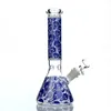 Nieuwe 10 inch beker bong met de hand schilderen Glow in the dark glazen waterpijp dikke dab rigs booreilanden met kom en downsteam