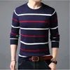 Winter Autumn New Arrival O-neck Pullover Cotton Clothing Sweater Men Casual Striped 201022