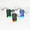 Récupérateurs de cendres en verre mâles de 14 mm Narguilé Bang avec récupérateur de conteneurs en silicone coloré Épais Pyrex Ash catcher Pipes à fumer