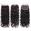 7A Malaysian Water Wave 3 bundels met sluiting Menselijk haarbundel en sluitingen 4X4 sluiting Niet-Remy Weave Modern Show Hair Extensio4844269