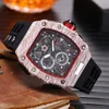 Mens Watches Top Quality Unique Case Wristwatch Small Dial Work Chronograph Quartz Movement Watch for Men Rubber Strap Waterproof Clock