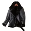 Ailegogo Winter Lagen Dikke Dikte Faux Leather Fur Sheepskin Vrouwelijk lederen jas Outswear Casaco Feminino 201214