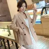 Femmes Blazer Veste OL Printemps Manteau Casual Double Boutonnage Col Entaillé Femme Lâche Vestes De Mode Costumes Outwear 201023