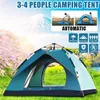 3-4 personen Waterdichte Camping Tent Volledig Automatische Pop-up Snelle Shelter Outdoor Reizen Wandelen Draagbare Instant Instellen 220301