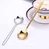 Stainless steel colors handle spoon Gold ice scoop mug cup spoon dessert spoons Home Bar Flatware