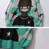 Harajuku vintage cartoon anime knitted sweater men winter oversized men's rock hip hop rap pullover women jumper ugly sweater 211221
