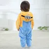 Nieuwe dierbaby romper gele minions bebe baby kleding babyjongen meisje kleding cartoon flanel capuchon jumpsuit kostuum 2010302856094414