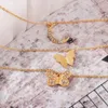 Boho Trendy Schmetterling Anhänger Halskette Frauen Link Kette Kreative Einfache Zink-legierung Multilayer Gold Farbe Halskette Collier