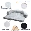 Housse de canapé pour chien lit de luxe pour grand chien canapé avec traversin de cou chat calmant couverture de nid coussin amovible lit pour animal de compagnie amovible 211228