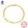 ORSA Jewels 14K Gold Plated 925 Sterling Silver PaperClip Link Chain Armband för kvinnor Män armbandsmycken SB109 2202222505099