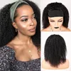 Bythair cabelo humano headband peruca afro kinky encaracolado ondulado ondulado máquina encaracolada feita peruca de cabelo humano cor natural com headband sem cola