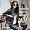 high quality leather jacket women Bust 102- short design Baseball uniform Hide Hoodies vintage casual leather jackets LJ201012