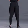 [EAM] 새로운 봄 패션 조류 검은 주름 주머니 높은 허리 탄성 간단한 모든 일치 여성 하렘 바지 SA157 201118