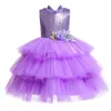 Mädchenkleider Ausgefallenes Mädchenkleid Sommer Prinzessin Pailletten Party Tutu Tüll Outfits Rückenfrei Hochzeit Kinderkostüm1