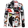 PYJTRL Brand New Tide Mens Fashion Print Blazer Design Plus Size Hip Hot Casual Maschio Slim Fit Giacca Cantante Costume 201027