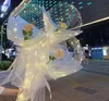 파티 장식 Led Bobo 풍선 플래시 가벼운 가벼운 심장 모양의 장미 꽃 공 투명 풍선 웨딩 발렌타인 데이 선물