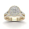 Natural White 25 s Diamond Jewelry 14K Gold Ring for Women Vintage Flower Shape Bizuteria Gemstone Wedding Anillos De Ring15457489