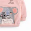 Baby flicka kläder toddler höst bomull djur applique sweatshirt rosa brev tröja för barn 2-7 år 220309