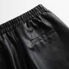 ReaLeft Yeni Sonbahar Kış Siyah Faux Deri Kadın Pantolon Elastik Bel Kadın PU Harem Pantolon Streetwear Pantolon Artı Boyutu 201111