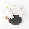 Spring Baby Girl Clothes Bodysuit Ruffled Collar Fashion Knitted Sweater Infantil Patchwork Long Sleeve Bab 3633