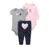 Bebé Roupas Roupas Stripe Floral Romper + Calças Bolo Bordado Verão Newborn Outfit New Born Boy Set Toddler Infant Clothing LJ201223