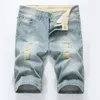 Jeans man sommar shorts mode casual byxor sträcker män kort denim jean rippade jeans för män streetwear1349k